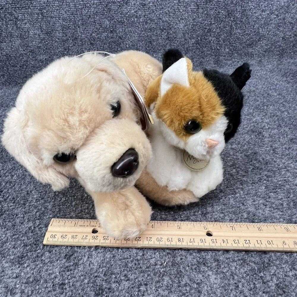 Unlikely Friends Plush Yellow Lab & Calico Kitten Cat #26212 Miyoni by Aurora